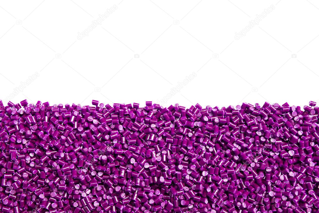 violet plastic resin ( Masterbatch ) with copy space isolated on white background