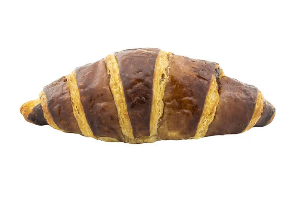 Oldalnézetből Csokis Croissant Elszigetelt Fehér Background — Stock Fotó