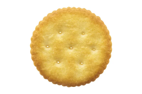 Pohled Shora Kruh Cracker Izolovaných Bílém Pozadí — Stock fotografie