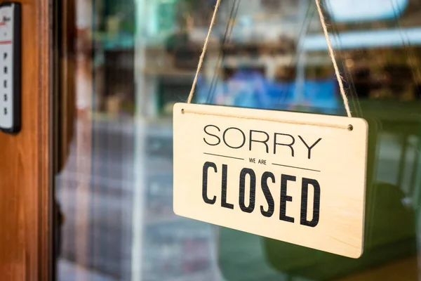 Sorry Closed Sign Board Hanging Door Cafe — Stock Photo, Image