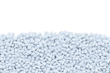 Beyaz arkaplanda beyaz plastik reçine (Masterbatch) izole