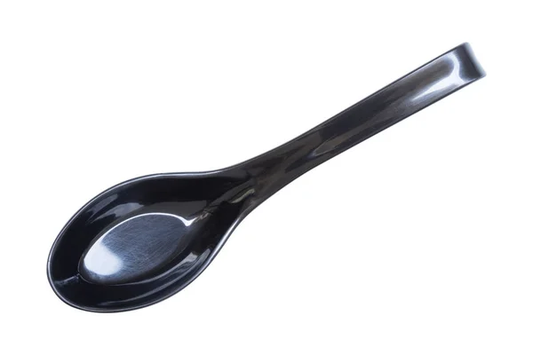 Vista superior de la cuchara de sopa negra aislada sobre fondo blanco —  Fotos de Stock