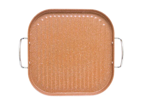 Top view of square grill pan isolated on white backhground — Stock Photo, Image