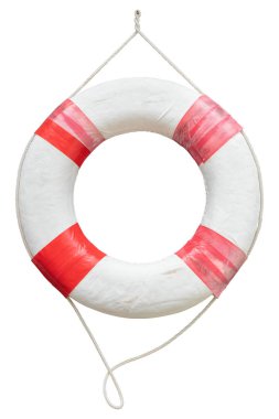 kırmızı ve beyaz güvenlik torus veya cankurtaran beyaz arka plan üzerinde izole
