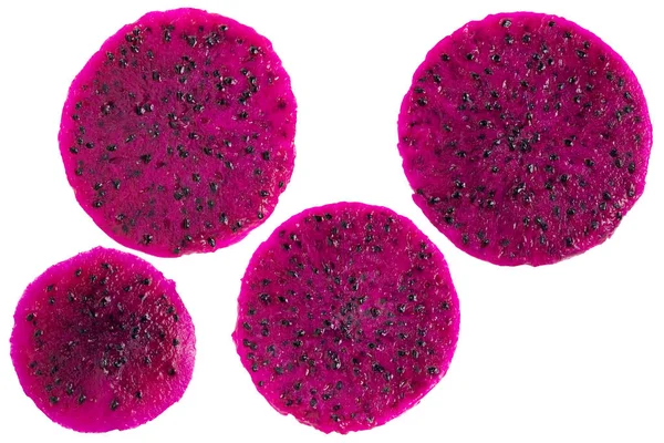 Set di frutti di drago pezzo rosa o Pitaya o isolato su ba bianca — Foto Stock