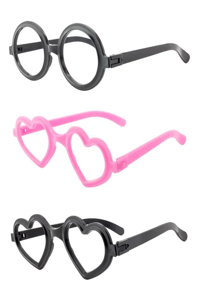 Conjunto de vista lateral óculos quadros isolados sobre fundo branco — Fotografia de Stock