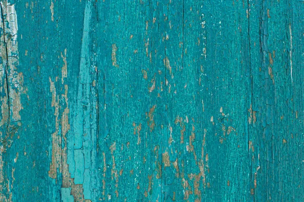 Rustikale Holzstruktur Oder Hintergrund Mit Zerkratzter Türkiser Farbe Nahaufnahme — Stockfoto
