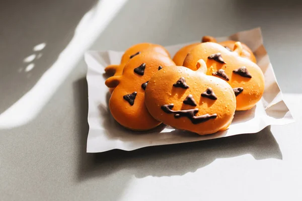 Pompoen Peperkoek Voor Viering Van Halloween Grappige Snoepjes Voor Vakantie — Stockfoto
