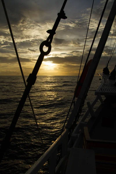 Ocean View Port Side Sail Ship Beautiful Sunsets — Stock Photo, Image