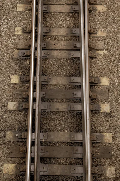 Train rail track in a sepia close-up picture