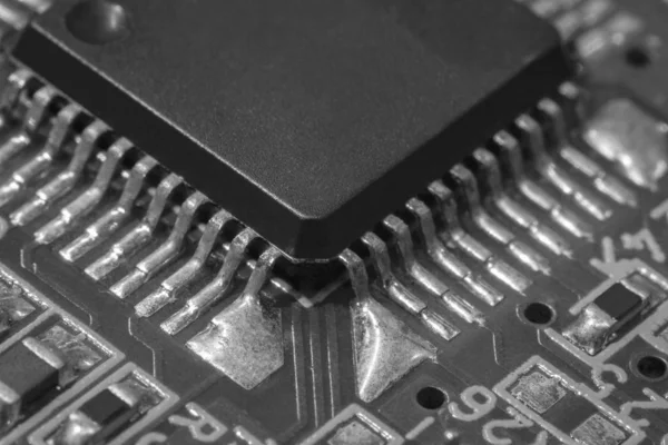 Macro Shot Micropuce Électronique Image Gros Plan — Photo