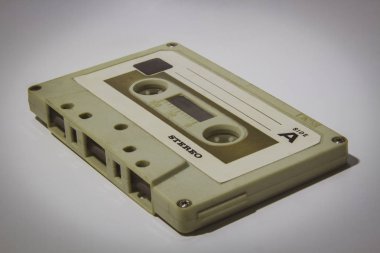 Eski vintage beyaz ses kaseti yakın çekim resim