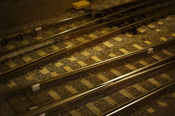 Train rail track in a sepia close-up picture