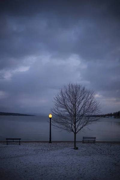 Uma cena de inverno no Lago Skaneateles — Fotografia de Stock