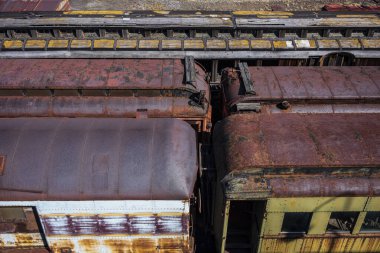 Pas kaplı klasik tren vagonları ve lokomotifler. 