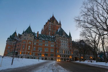 Quebec City, Quebec / Kanada - 2 Ocak 2017: Quebec City 'de 1893' te yaşanan tarihi bir otel olan Fairmont Le Chateau Frontenac,.  