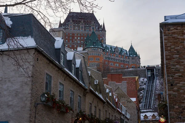Квебек Сити Квебек Канада Января 2017 Года Fairmont Chateau Frontenac — стоковое фото