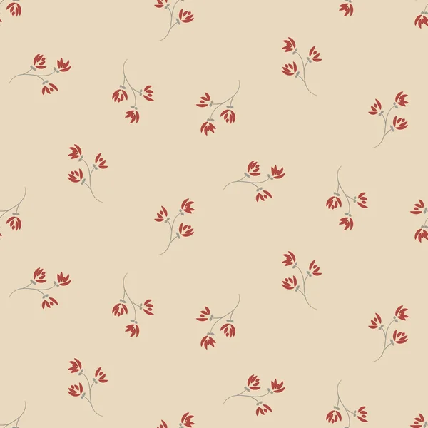Simple ditsy flores rojas patrón de vectores sin costura — Archivo Imágenes Vectoriales