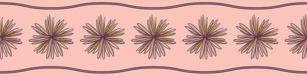 분홍색 꽃, 벡터 테두리 프린트 — 스톡 벡터