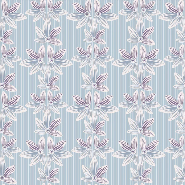 Bleu pastel floral rayé motif vectoriel sans couture — Image vectorielle