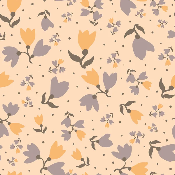 Patrón vectorial sin costura floral amarillo y gris — Archivo Imágenes Vectoriales