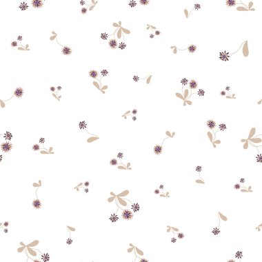 light ditsy wildflowers seamless vector pattern clipart