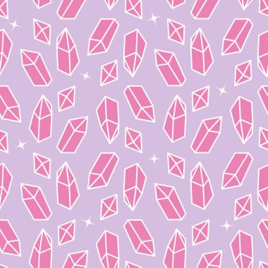 Pembe parlak kristaller kusursuz vektör deseni
