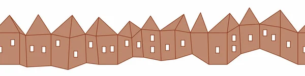 Papel corte cartón casas vector borde impresión — Vector de stock