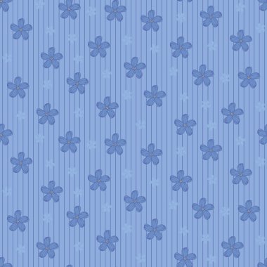 Mavi çiçekler kız işi, hatunsuz vektör deseni