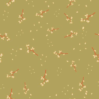 Yaprakları pürüzsüz vektör desenli dallar