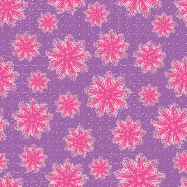 Vibrantes flores rosadas patrón de vectores sin costura — Vector de stock