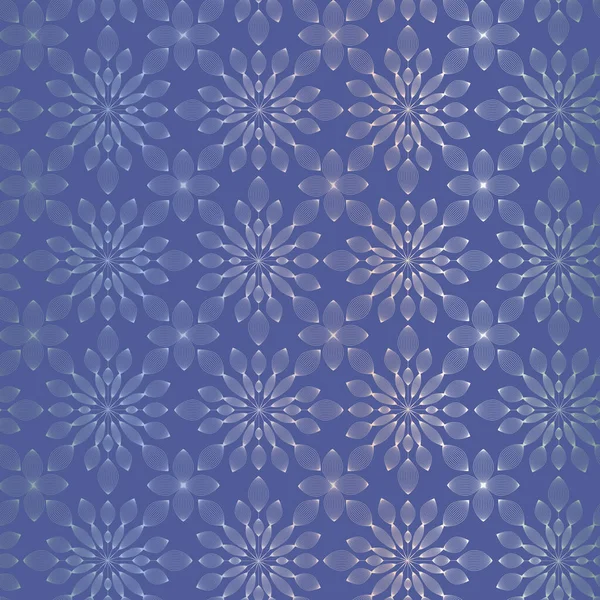 Patrón de vector inconsútil ornamental lineal en azul — Vector de stock