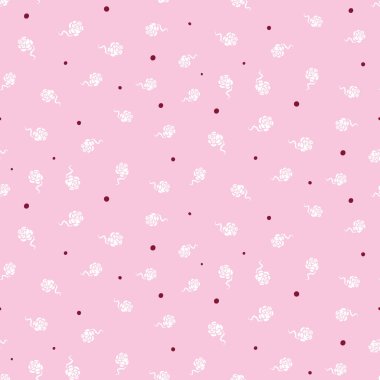 Pembe pürüzsüz vektör deseninde güller ve noktalar