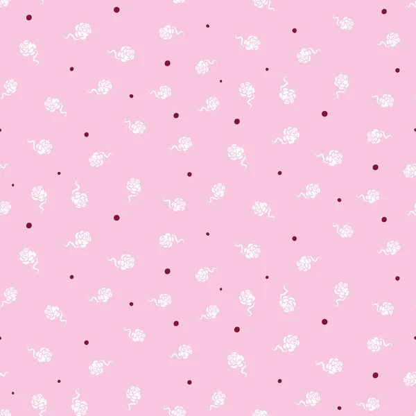 Τριαντάφυλλα και κουκίδες σε ροζ απρόσκοπτη διάνυσμα μοτίβο — Διανυσματικό Αρχείο