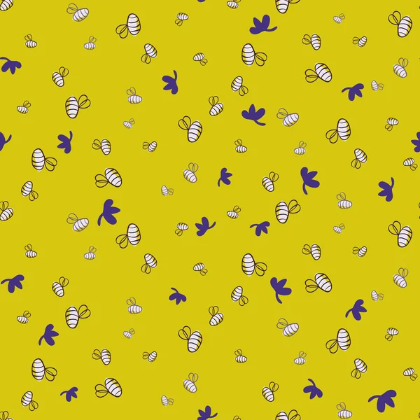 黄色い蜂のシームレスなベクトルパターン — ストックベクタ