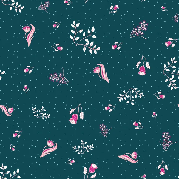 Fleurs et feuilles motif vectoriel sans couture — Image vectorielle