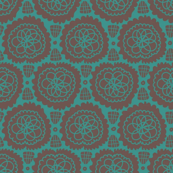 Patrón vectorial sin costura abstracto en verde azulado y marrón — Archivo Imágenes Vectoriales