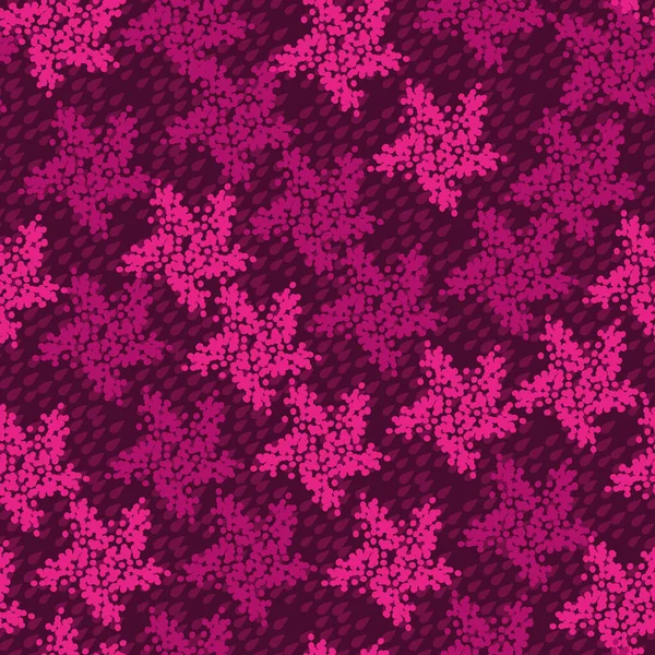 Бесшовный векторный текстурированный узор с розовыми звездами на фиолетовом фоне — стоковый вектор