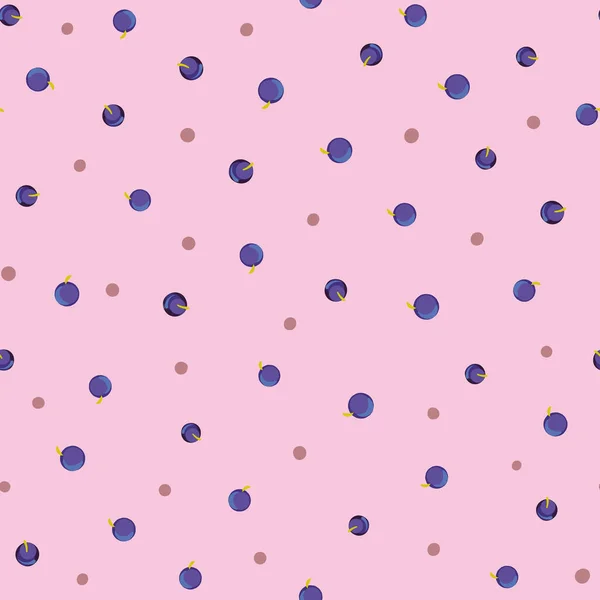 Blueberries polka dot padrão vetor sem costura — Vetor de Stock
