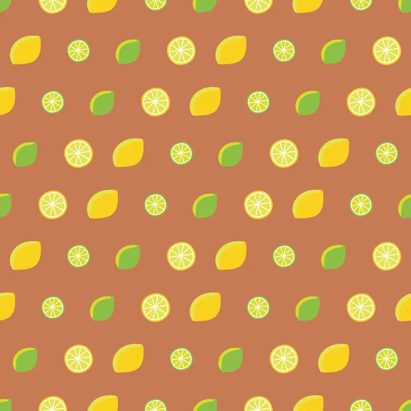Limones y limas patrón de vectores sin costura — Vector de stock