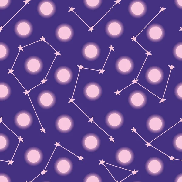 Lunes, constellations d'étoiles et motifs vectoriels sans couture — Image vectorielle