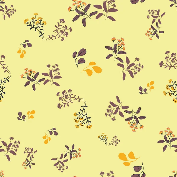 Flores silvestres pradera patrón vectorial sin costuras — Vector de stock