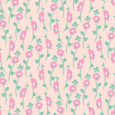 Pembe gülhatmi çiçekleri kusursuz vektör deseni