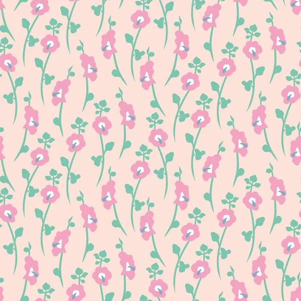 Ροζ λουλούδια hollyhock αδιάλειπτη διανυσματικό μοτίβο — Διανυσματικό Αρχείο