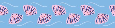 pink seashells seamless vector border print clipart