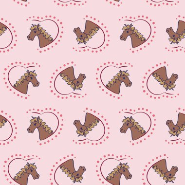 Atlar ve kalp kusursuz vektör desenleri oluşturur.