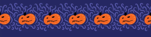 Calabazas de halloween vector sin costuras borde de impresión — Vector de stock