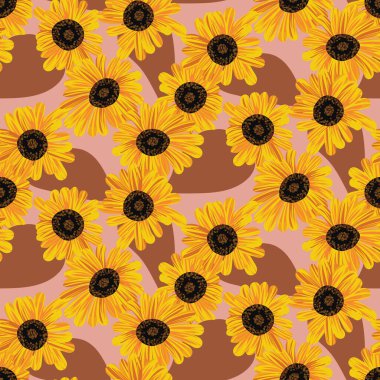 blooming sunflowers seamless vector pattern clipart