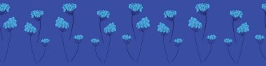 blue meadow plants seamless vector border print clipart