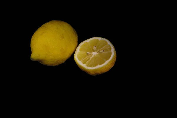 Lemons High Definition Cut Lemon Black Background — Stock Photo, Image